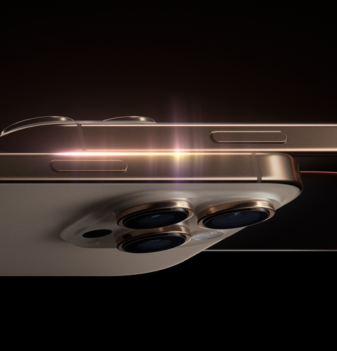 Two iPhone 16 Pro models, side exterior, side button, raised Pro camera system