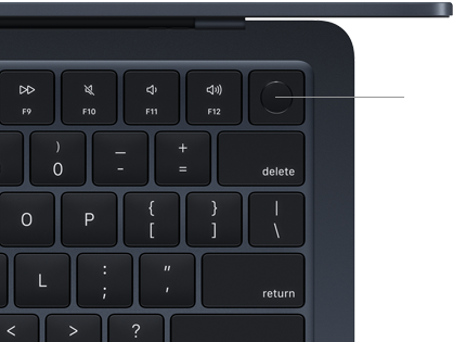 Touch ID sensor located in top-right corner of MacBook Air keyboard