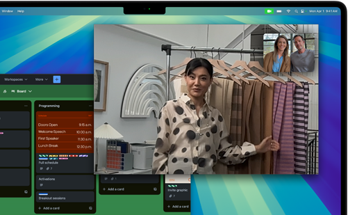A video call using the Centre Stage feature, which keeps the user centred in the frame as they move around