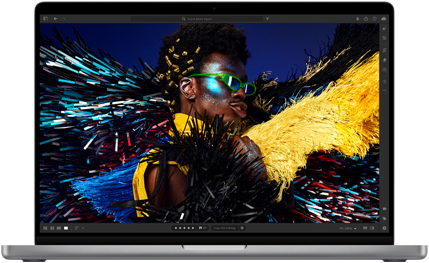 A colourful image showcases the Liquid Retina XDR display’s high resolution, brightness and contrast